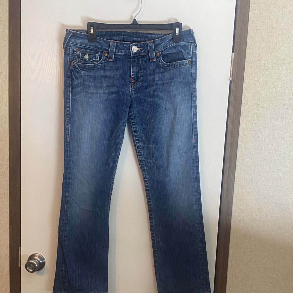 True Religion Women's Bootcut Jeans in Dark Blue Wash